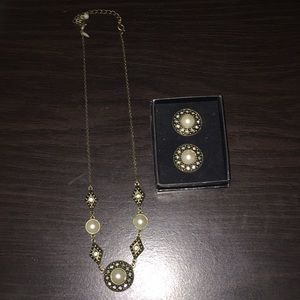 Pearl Necklace and Earring Set